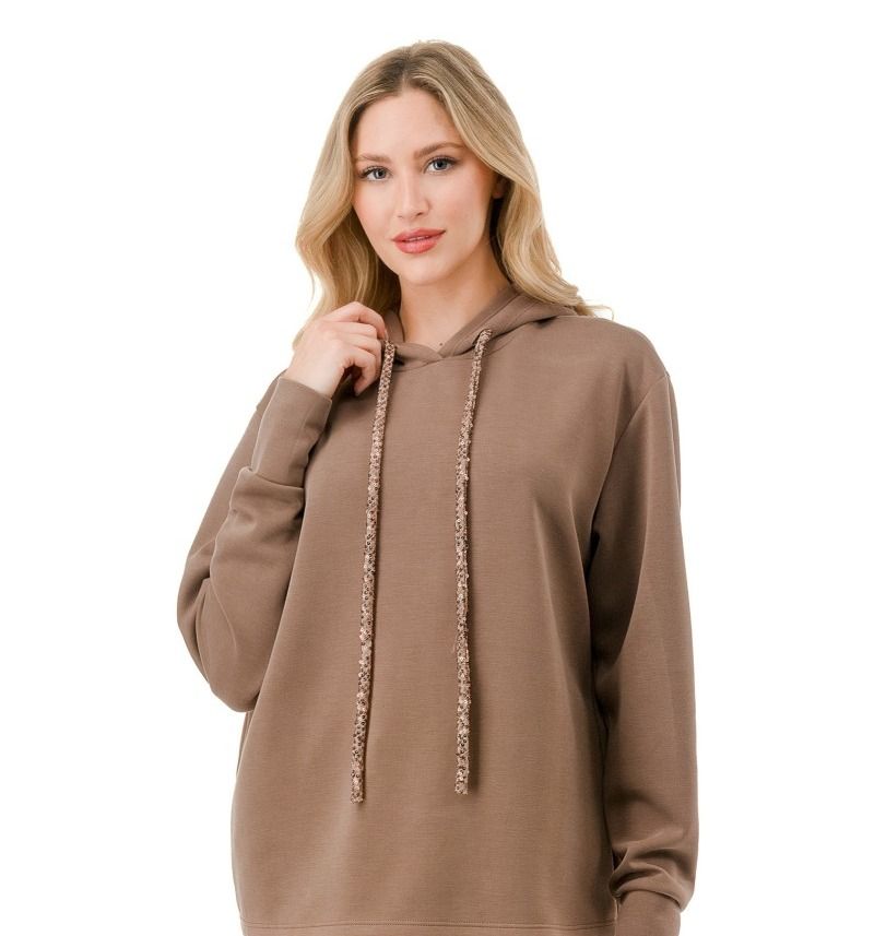 Scuba Sequin Jogger Set, Color: Brown, Size: X-Small