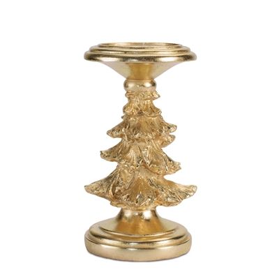 Gold Christmas Tree Candle Holder - 8.5", 10", Size: Small