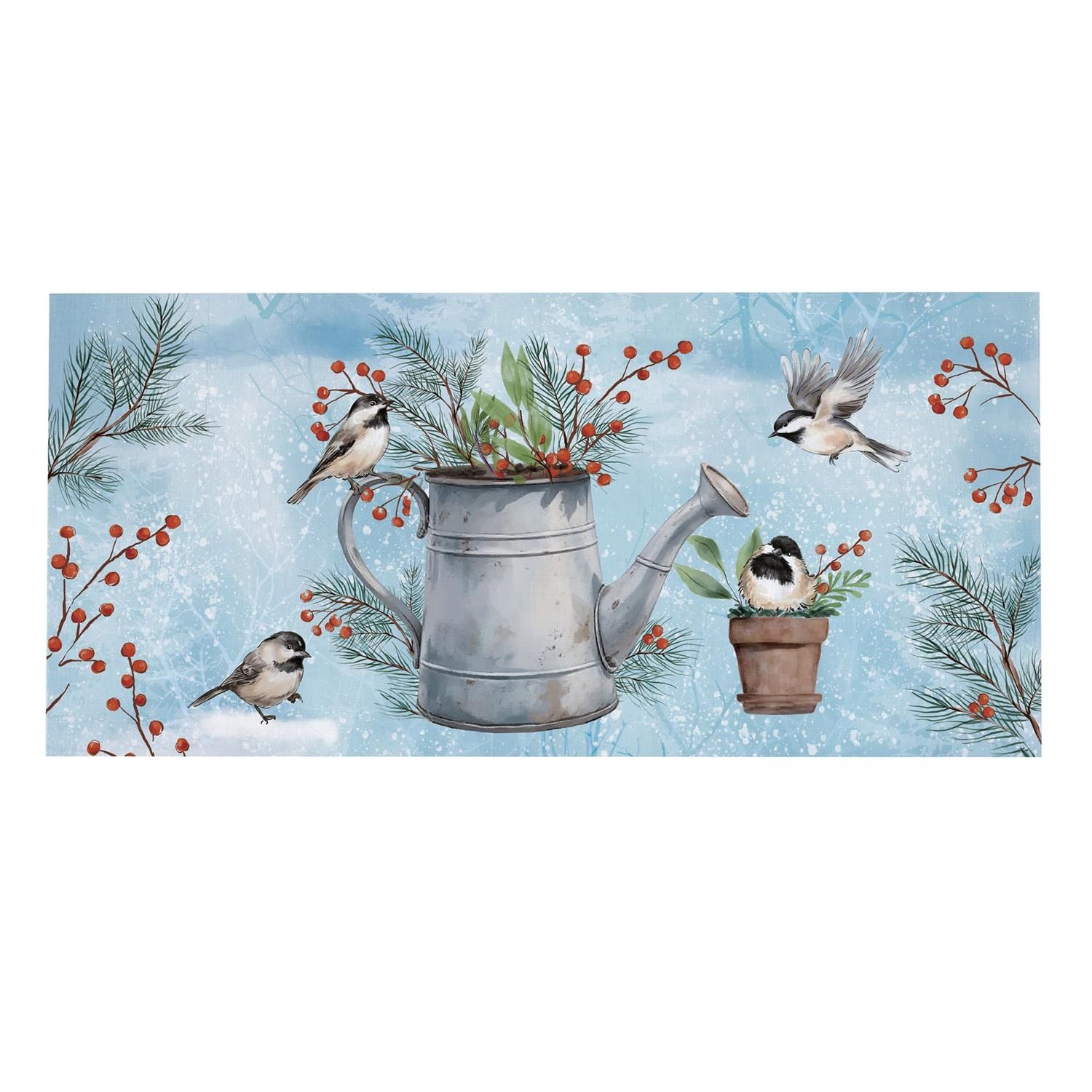 Sassafras Switch Mat - Snowbirds Chickadee Watering Can