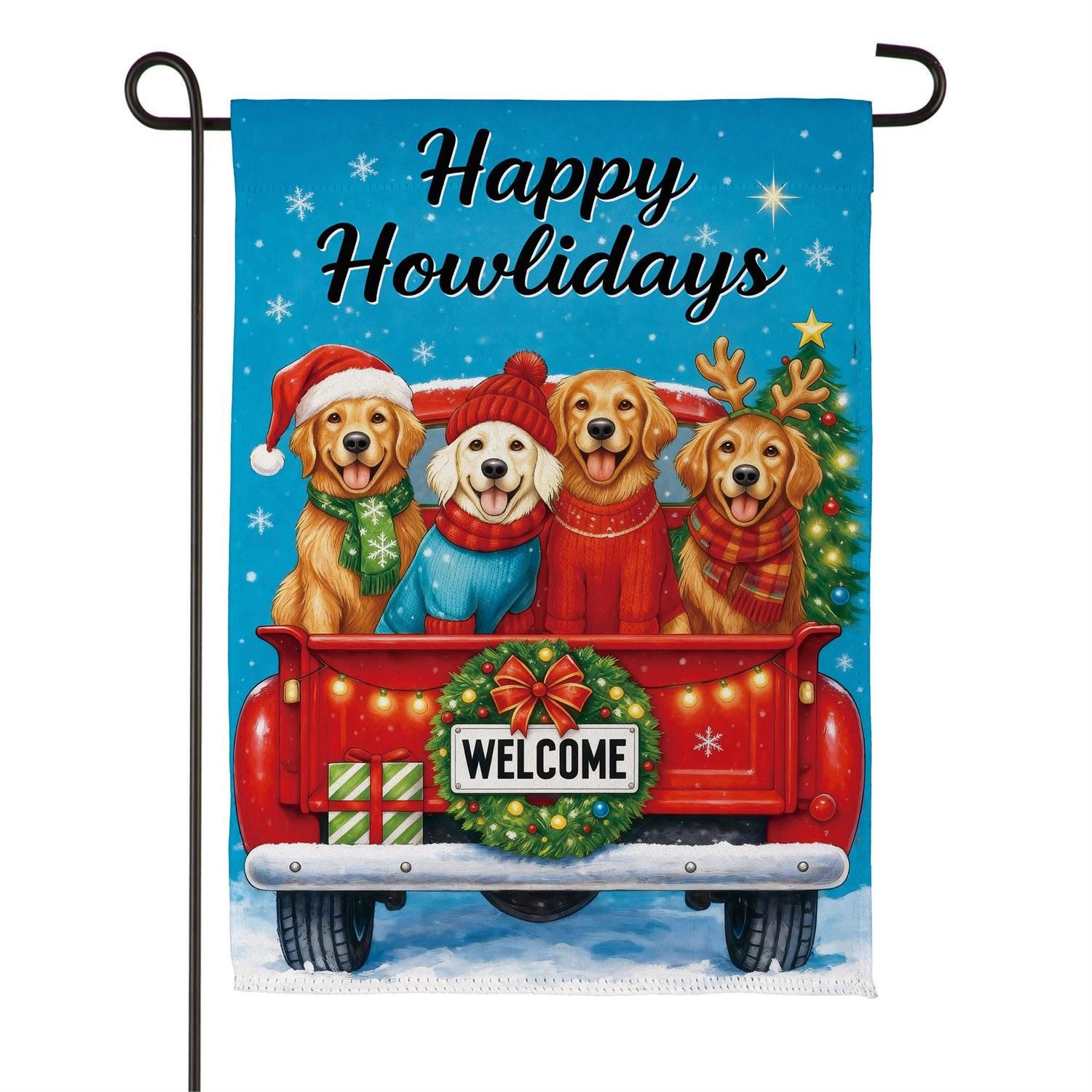 Suede Garden Flag - Happy Howlidays