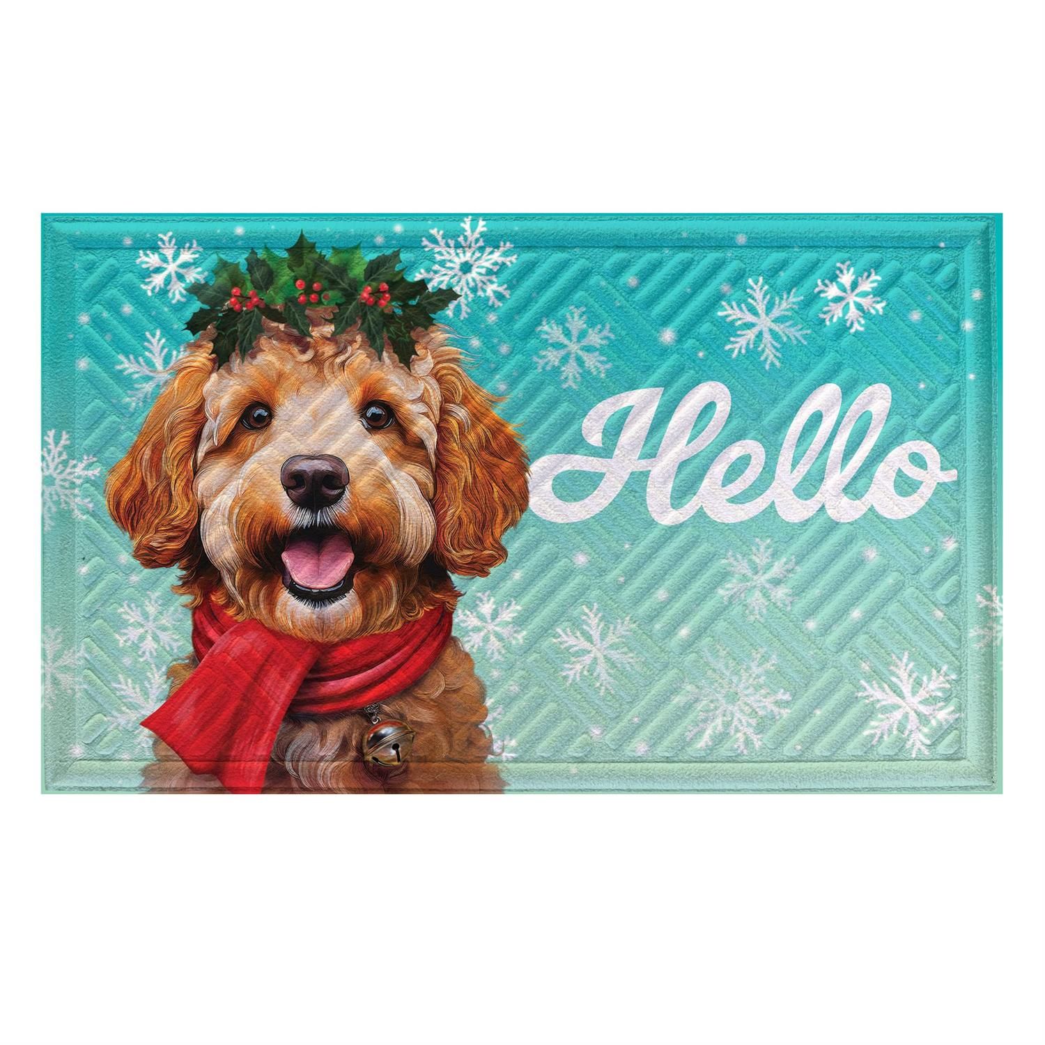 Embossed Mat - Happy Winter Goldendoodle