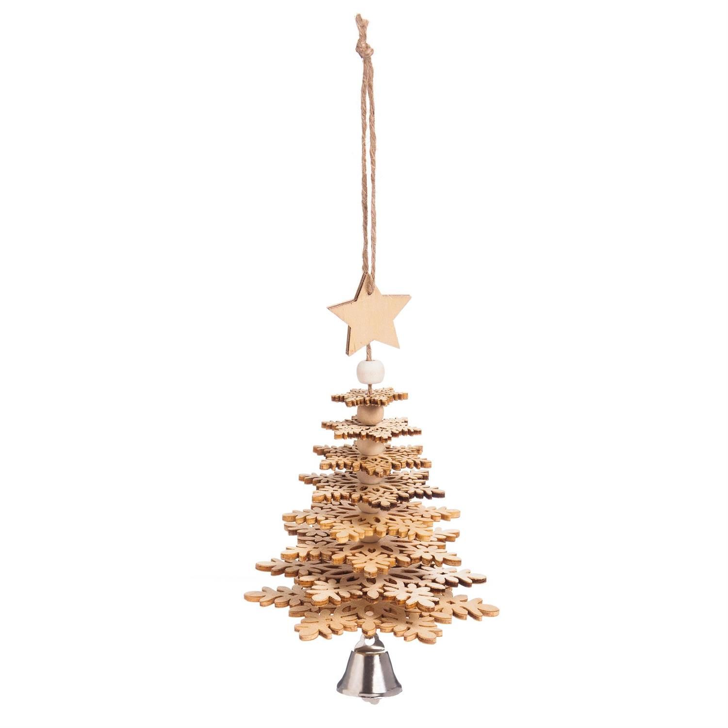 Winter Grove Wood 3D Tree Ornament - 4"