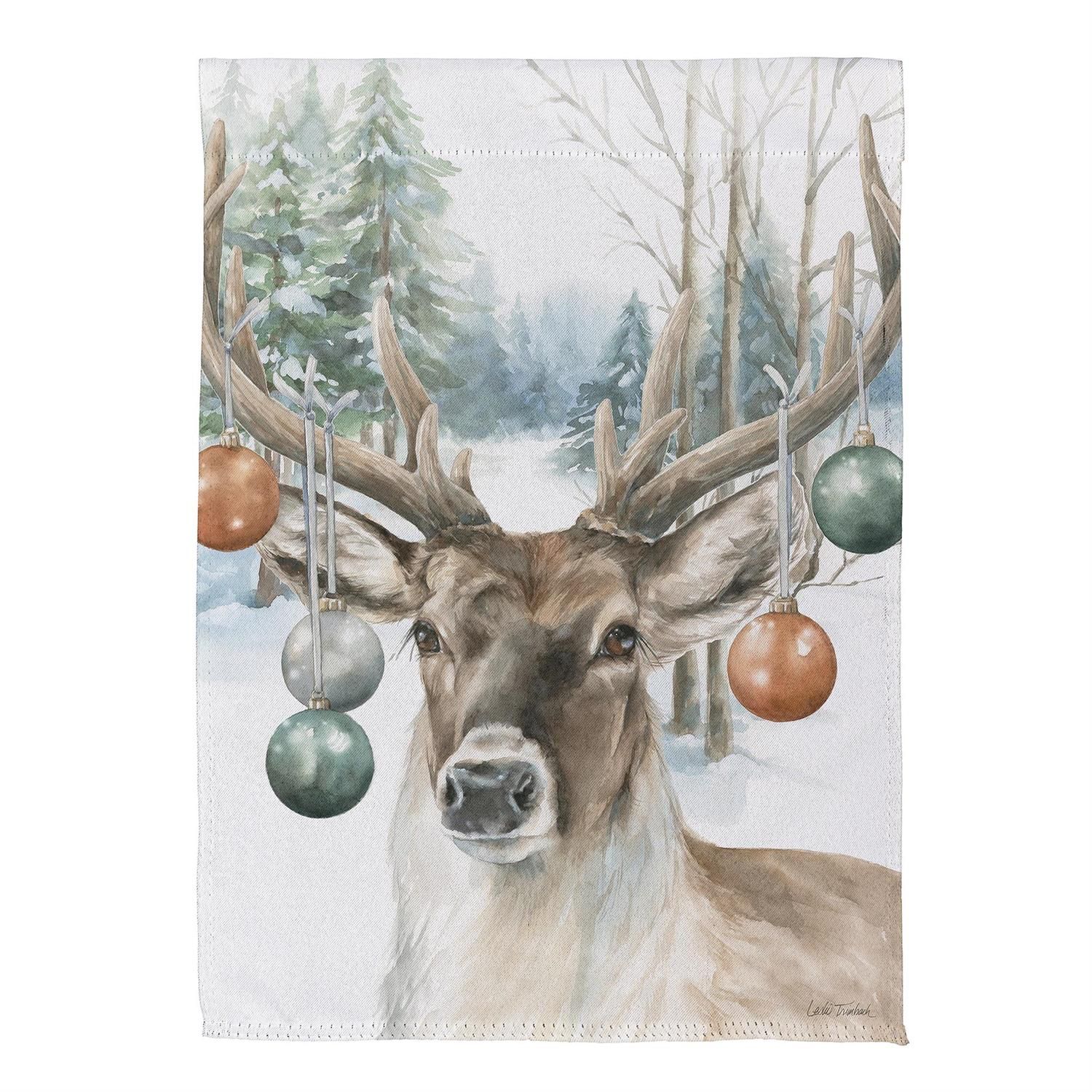 Suede Garden Flag - Ornament Deer