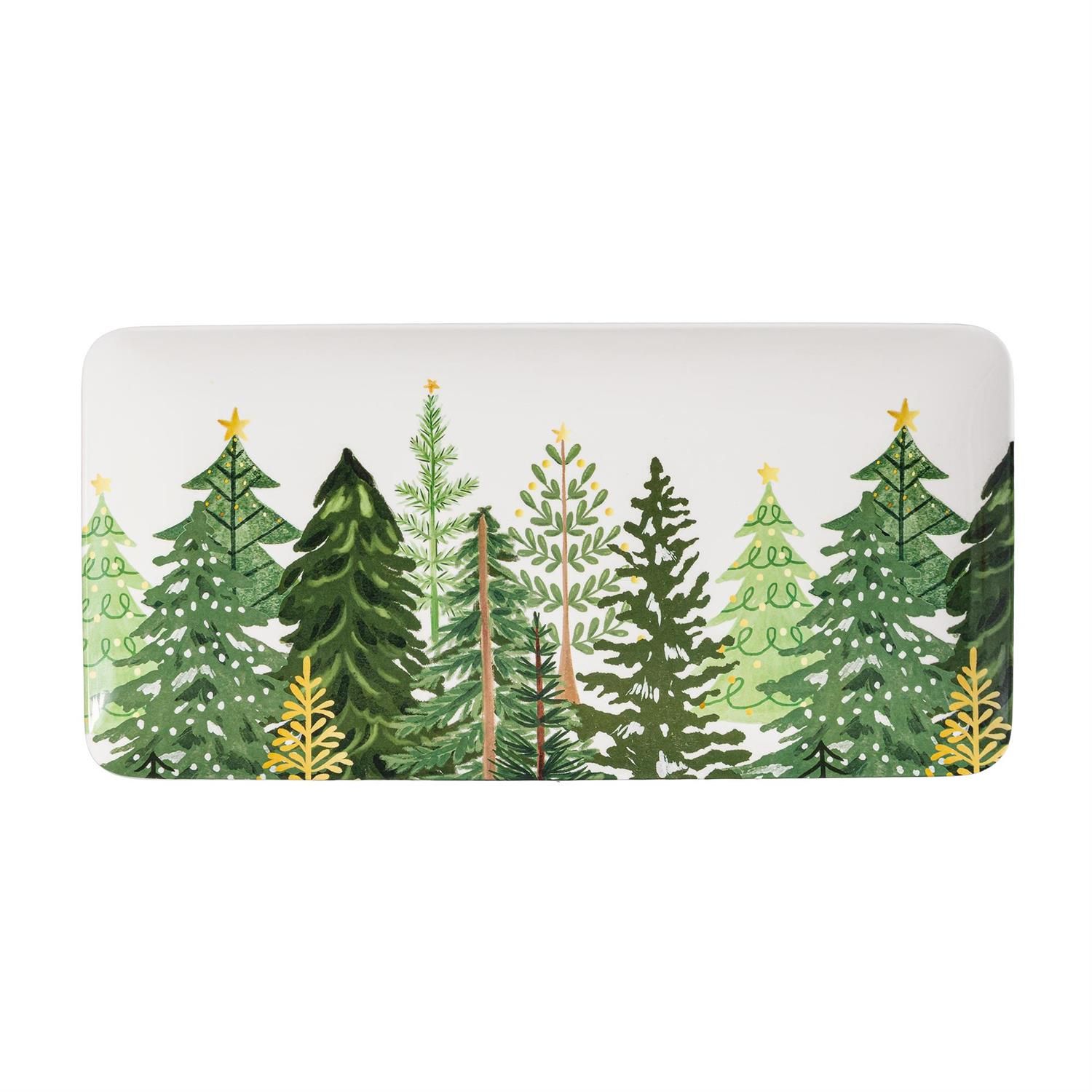 Rectangular Melamine Platter - Shades of Emerald Trees