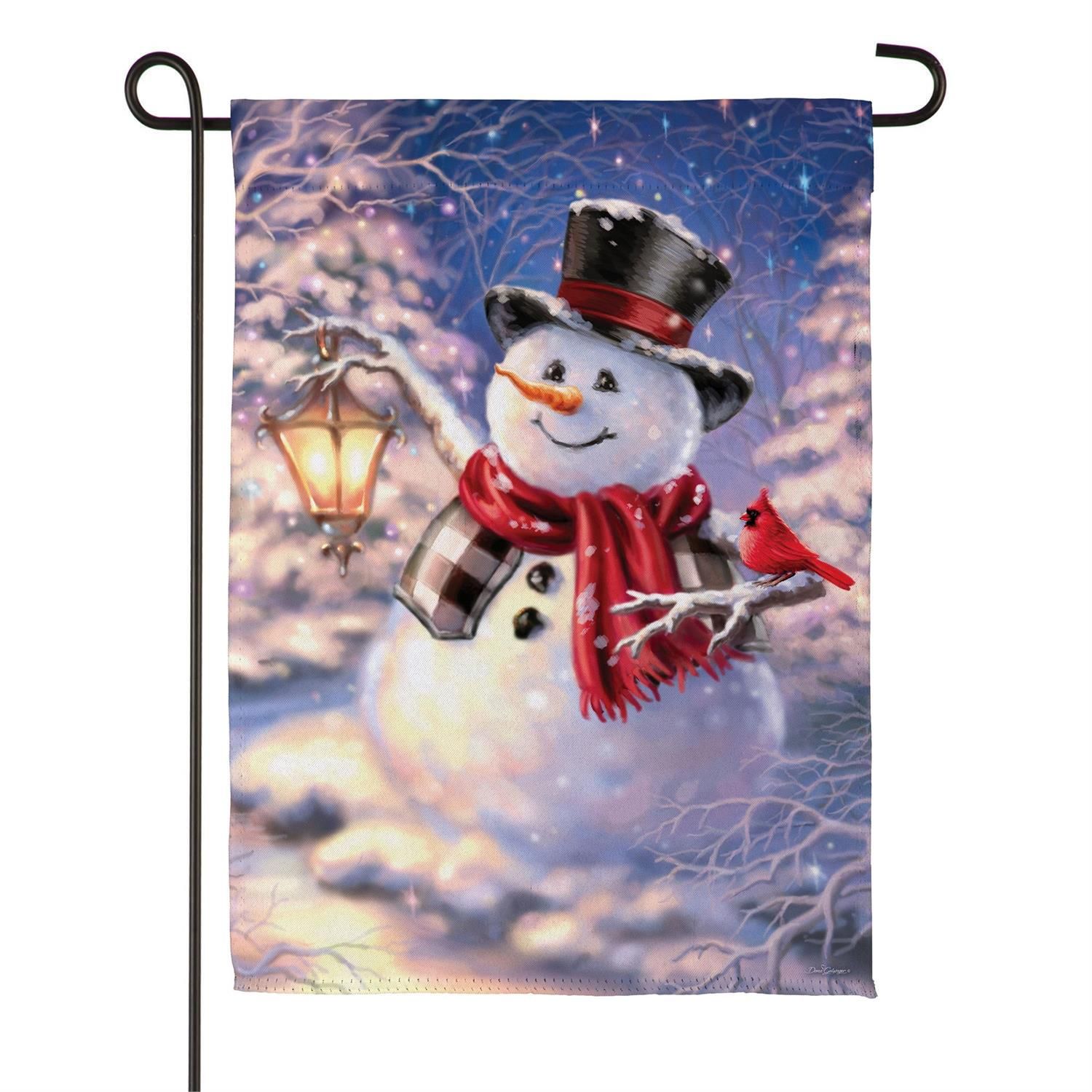 Suede Garden Flag - Snowman Magic