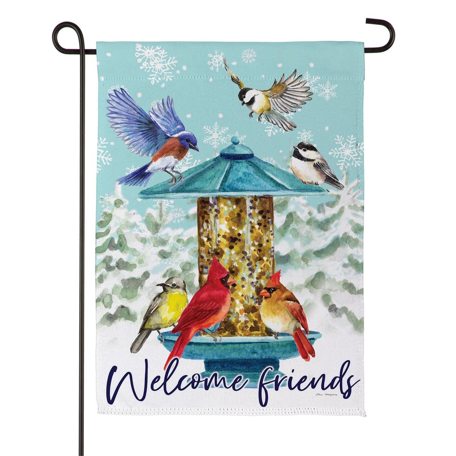 Suede Garden Flag - Birdfeeder Wonderland