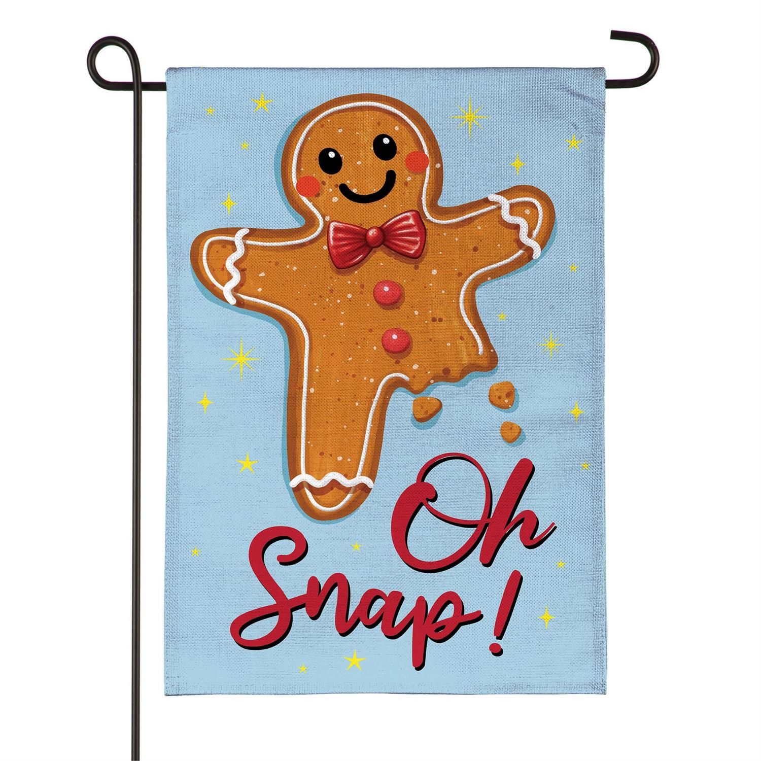 Burlap Garden Flag - Gingerbread Oh Snap