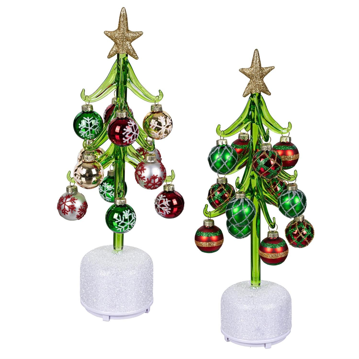 Rotating LED Tree w/ Color Changing Base - 12" - 2 Styles - Sold Individually