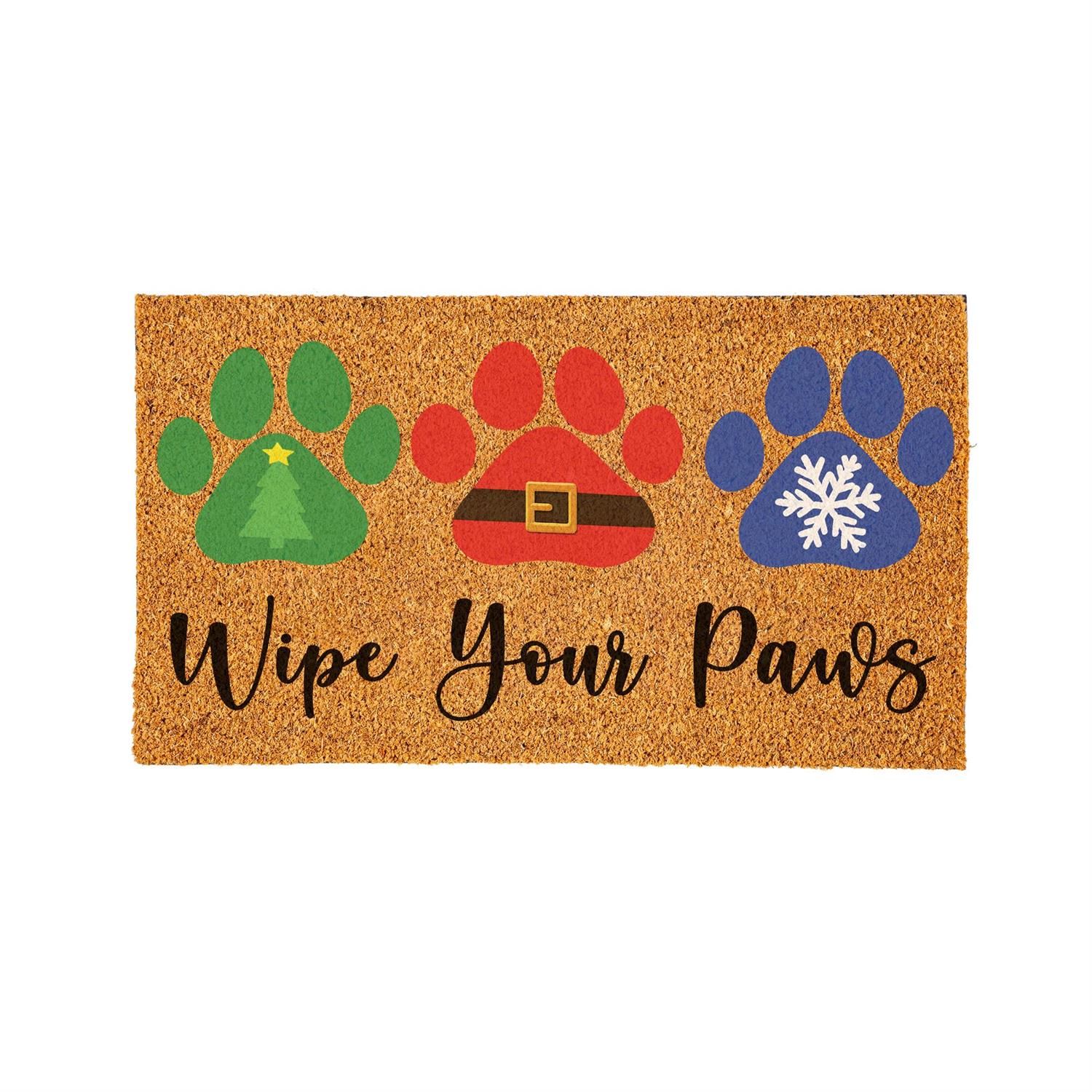 Coir Mat - Christmas Pawprint Tio