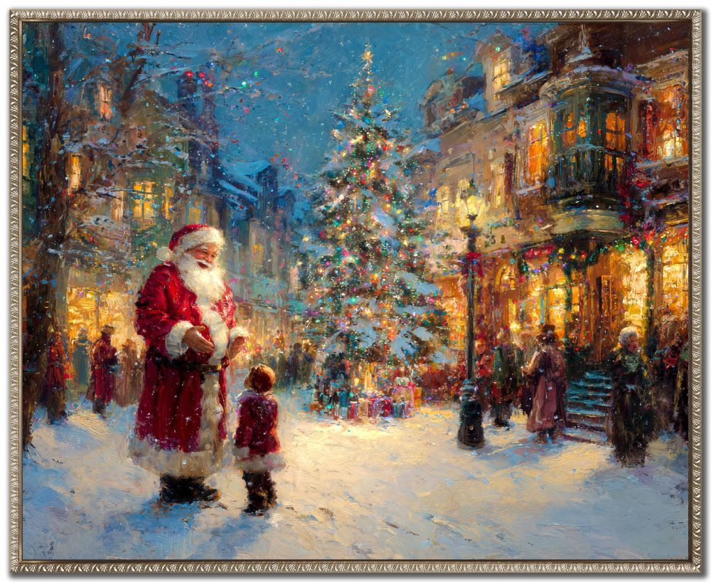 Santa In the Town Center - 20" X 24"