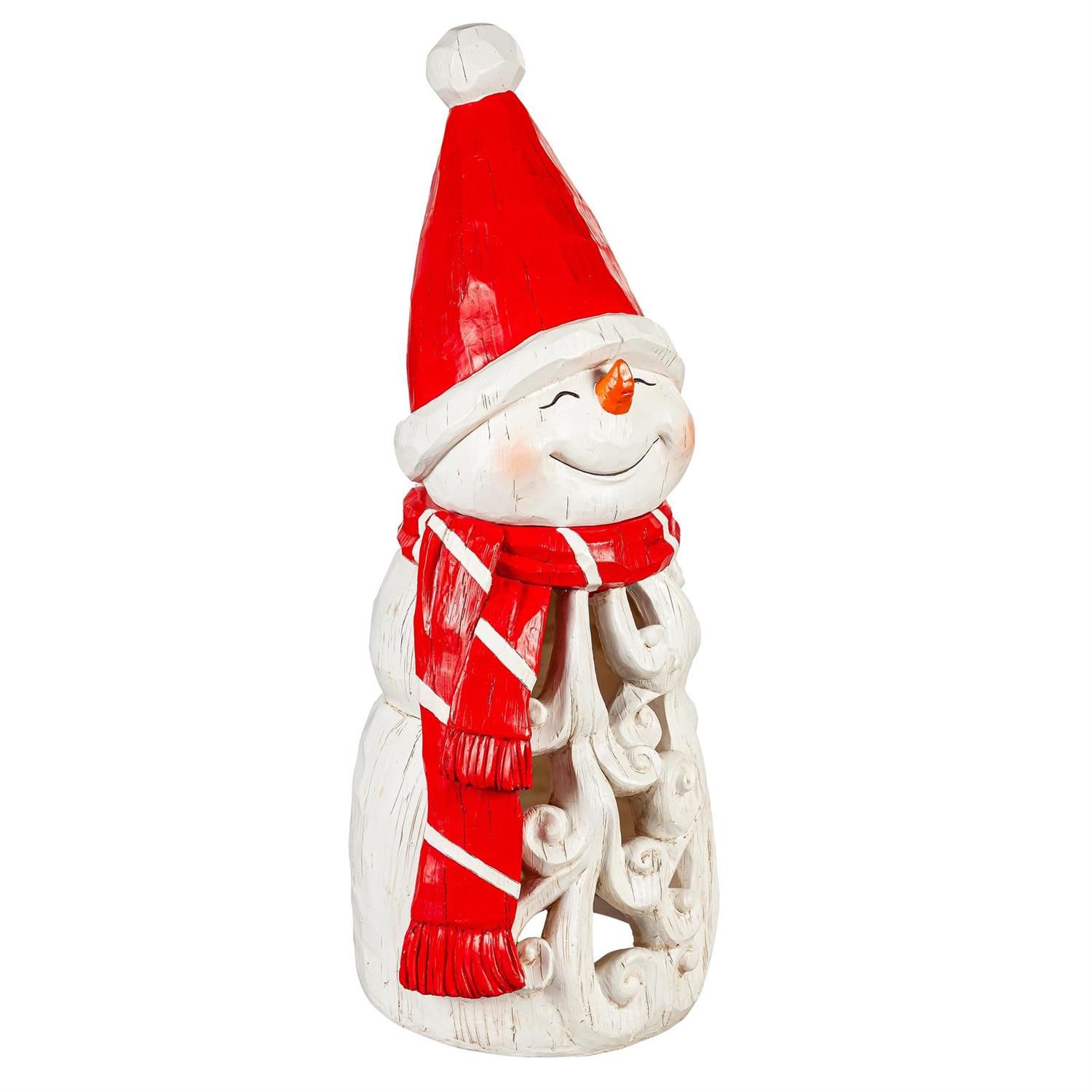 Garden Statue - LED Snowman w/ Hat &amp; Scarf - 26"