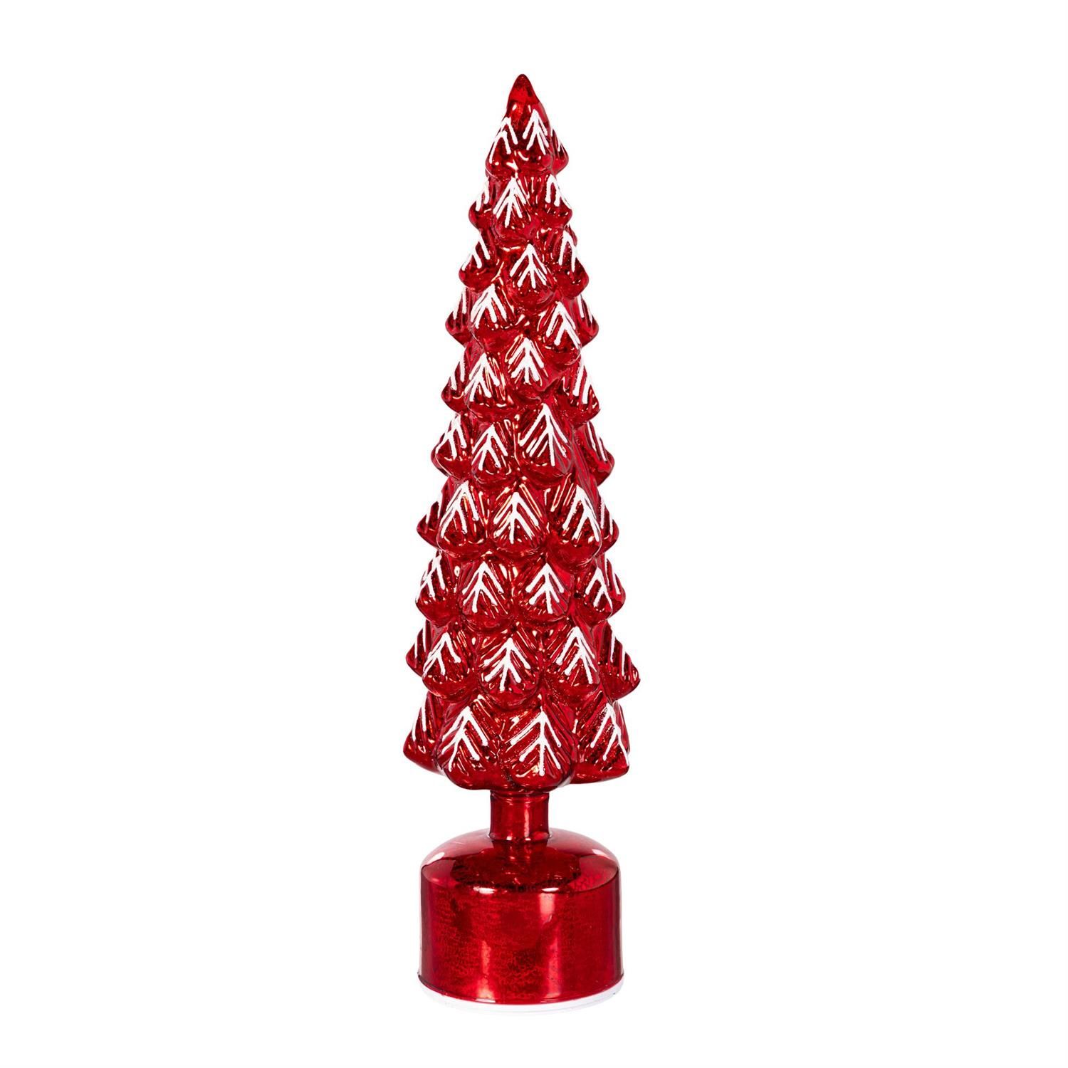 Glass LED Tree w/ Rotating Base - 16" - Red