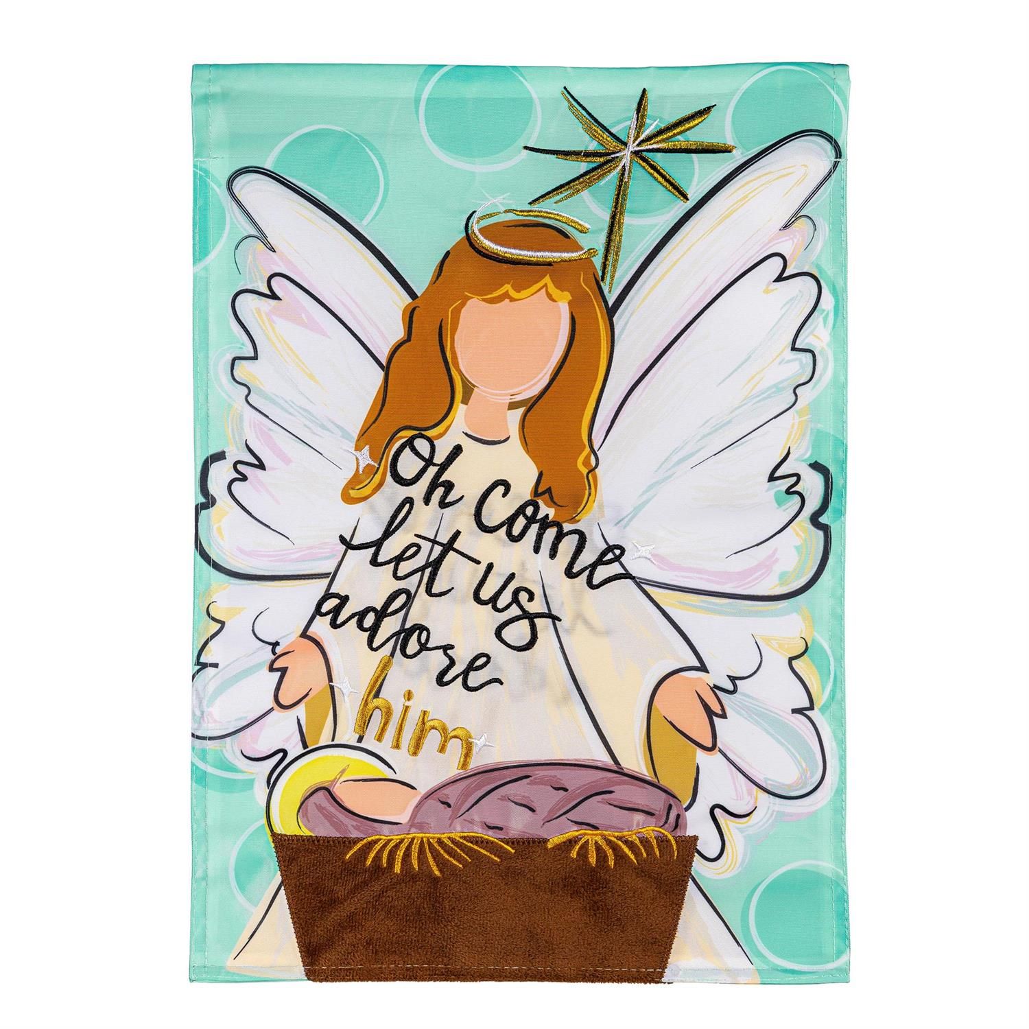 Applique Garden Flag - Oh Come Let Us Adore Him