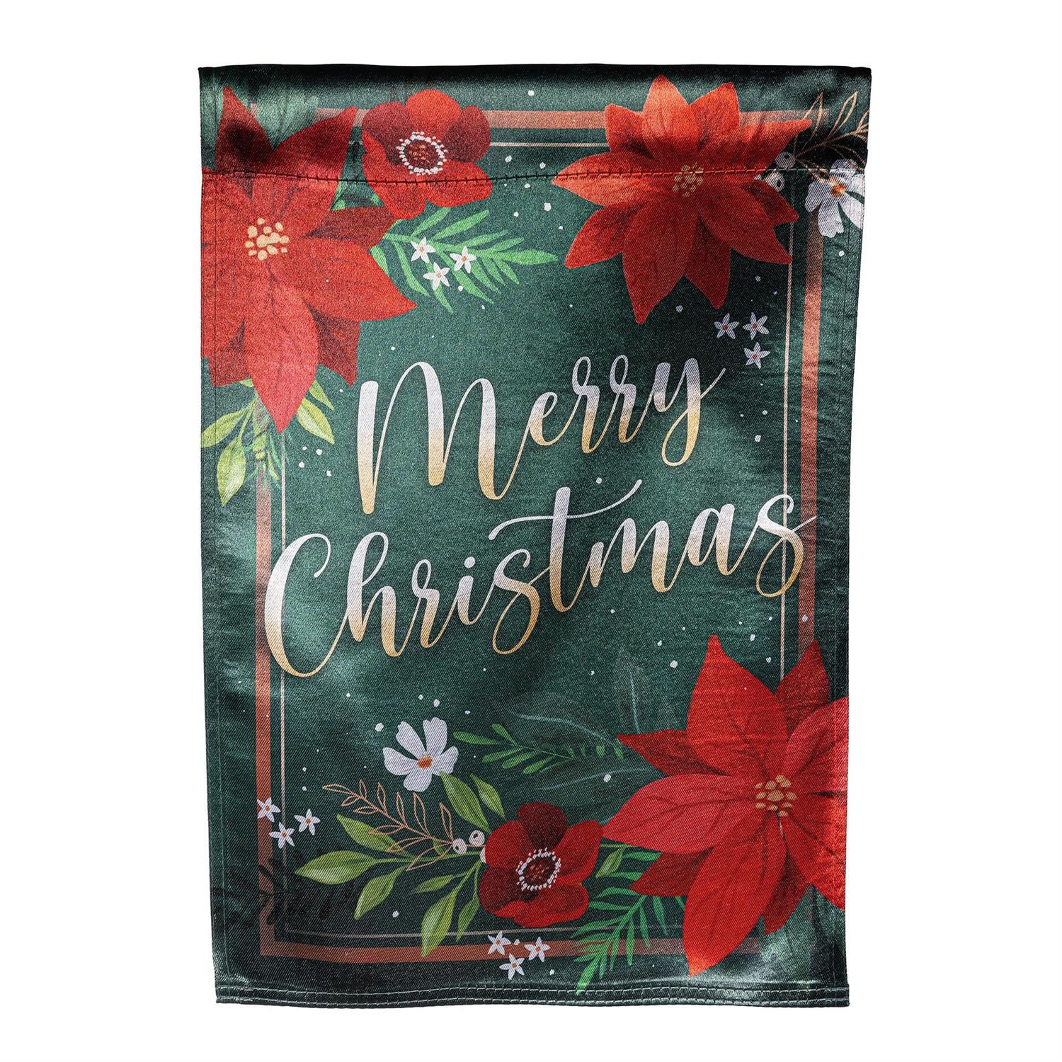 Lustre Garden Flag - Floral Merry Christmas