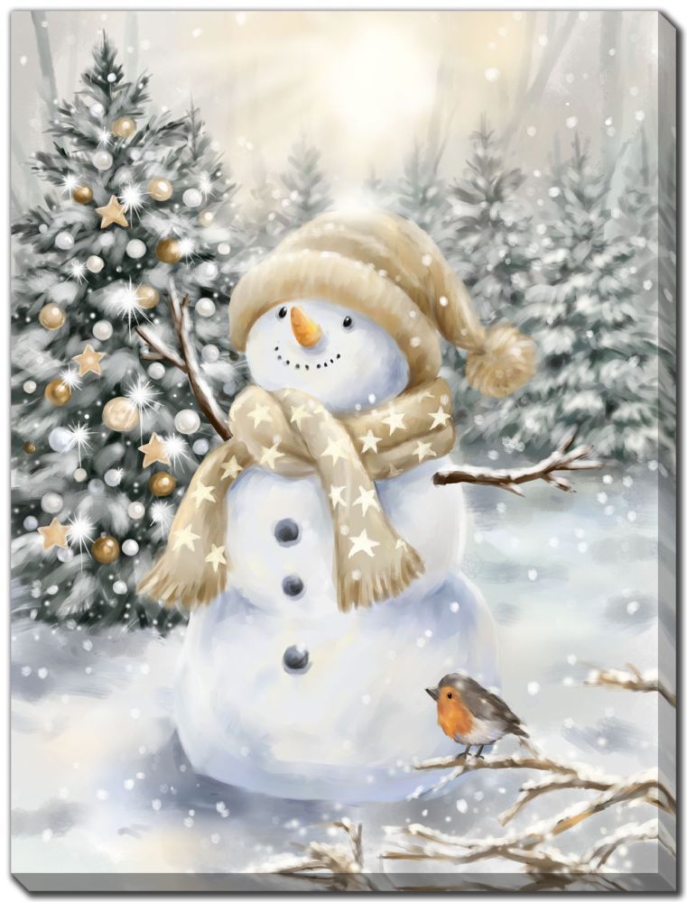Snowman and Robin - 18" X 24"