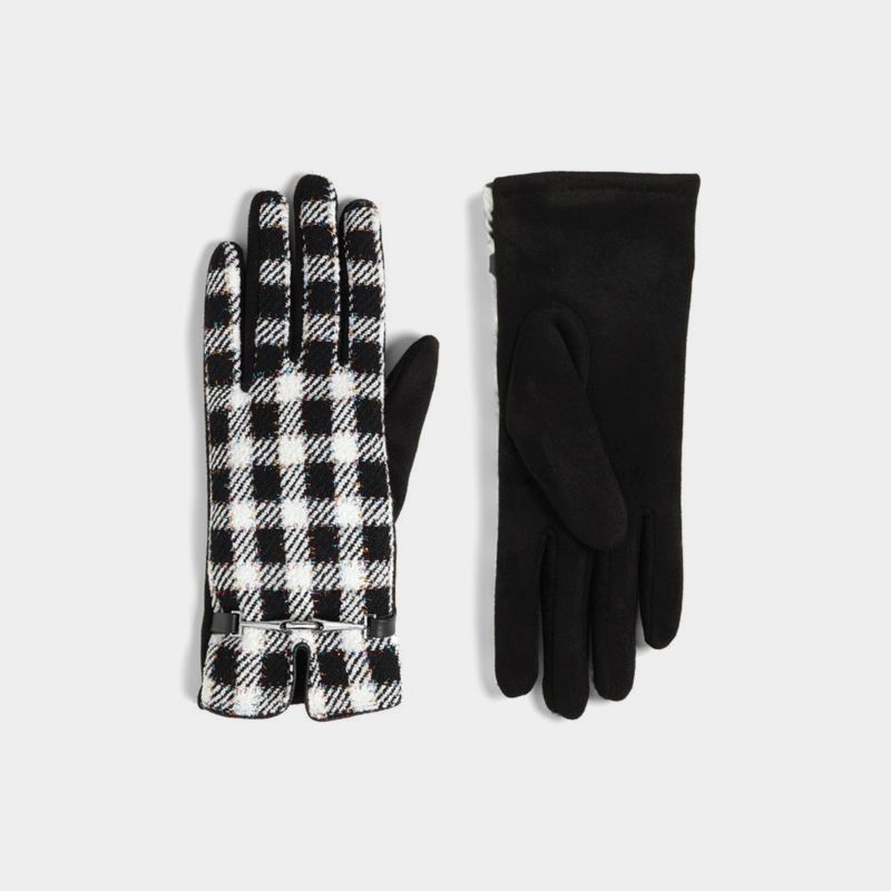 Glitzy Checkered Touchscreen Gloves - Black Glitz