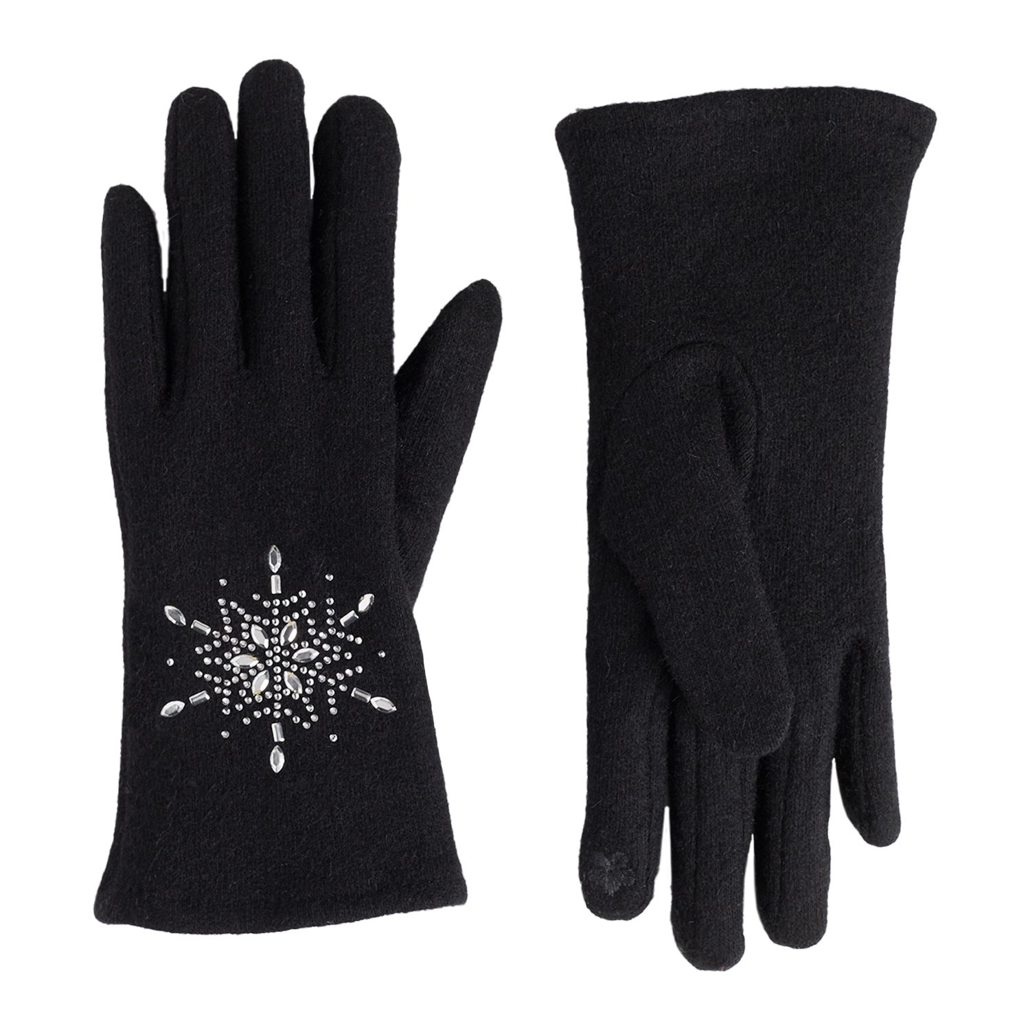 Christmas Snowflake Touchscreen Gloves - Black