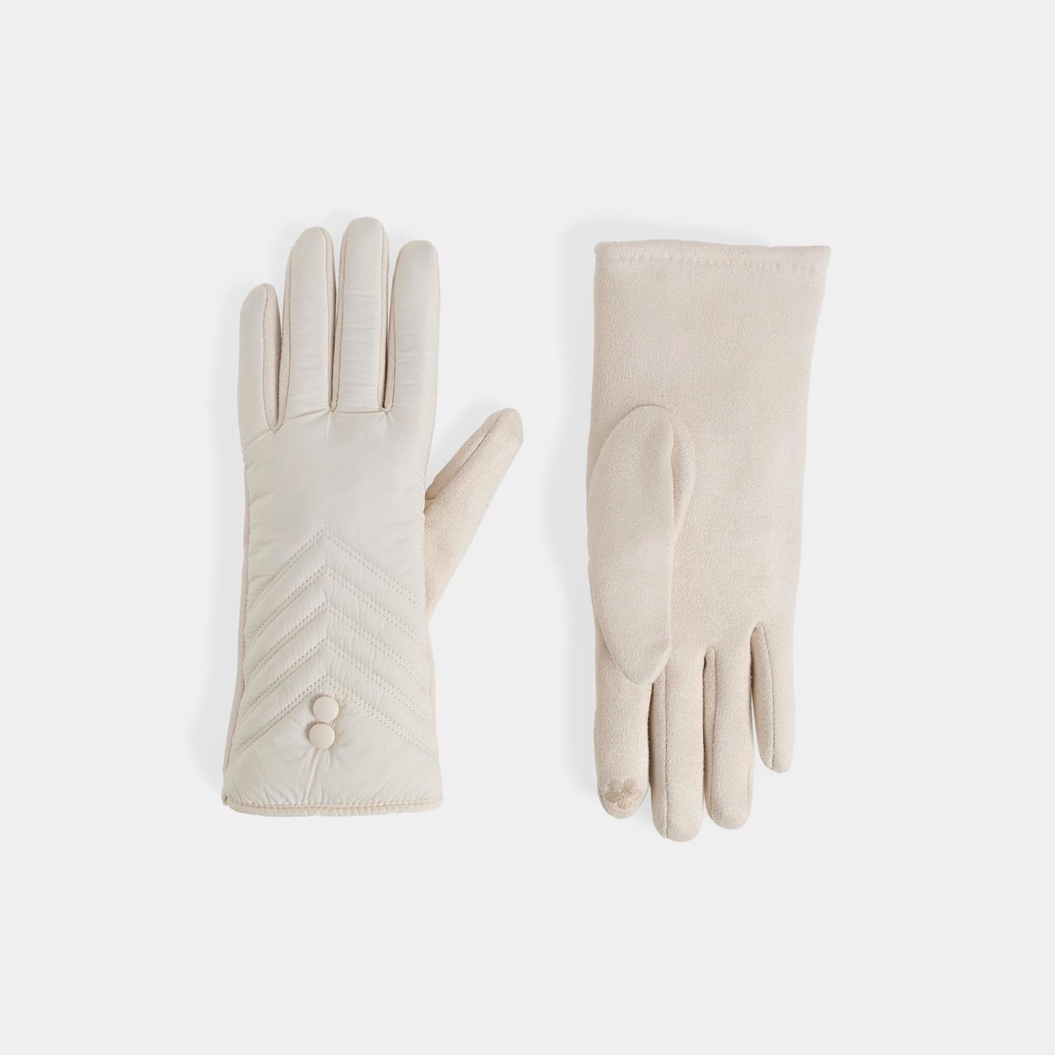 Double Button Touchscreen Gloves, Color: Winter White