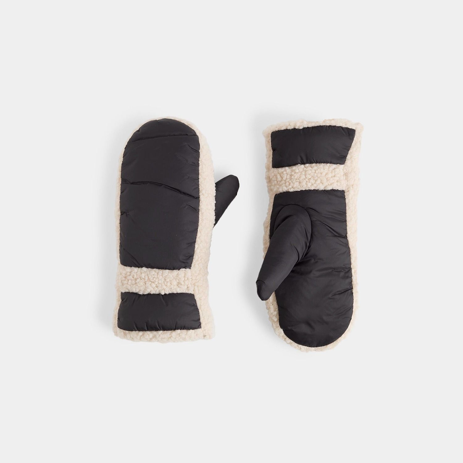 Sherpa Puff Mitten, Color: Black