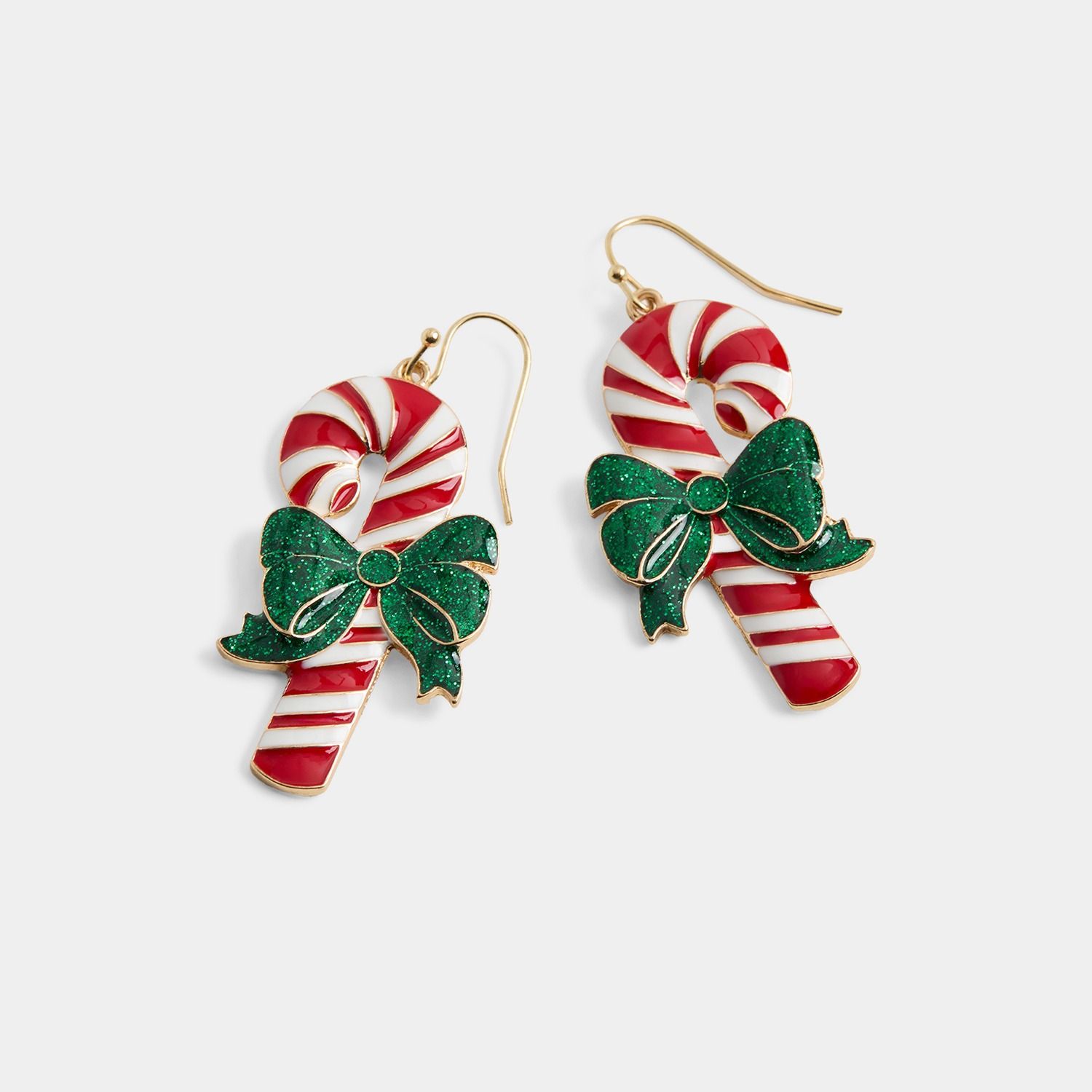 Whispers - Enamel Candy Canes Dangle - Red/White