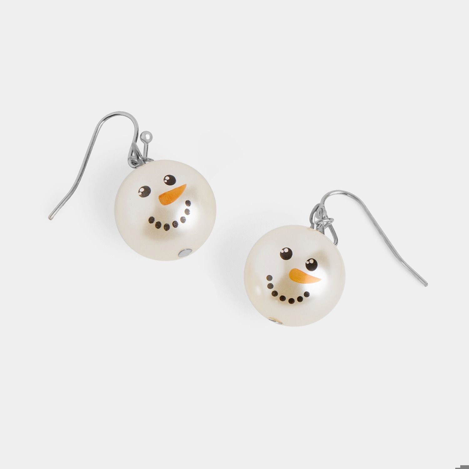 Snowman Pearl Pop Earrings, Color: Silver