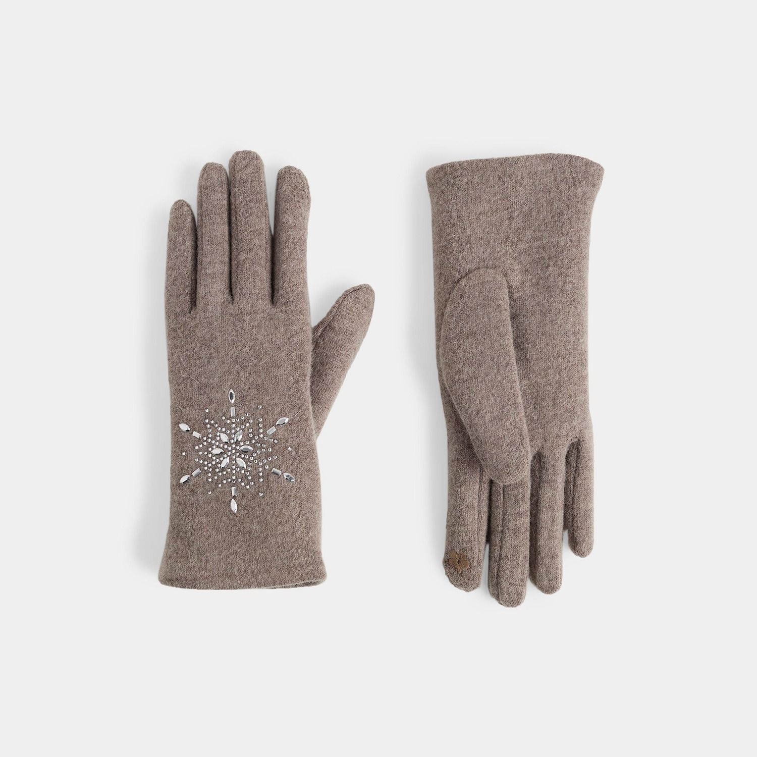 Christmas Snowflake Touchscreen Gloves, Color: Tan