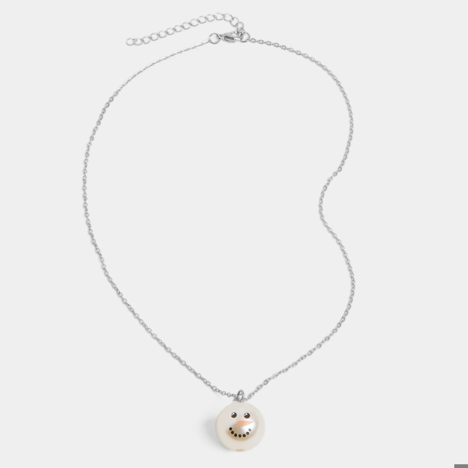 Snowman Pearl Pop Necklace, Color: Silver
