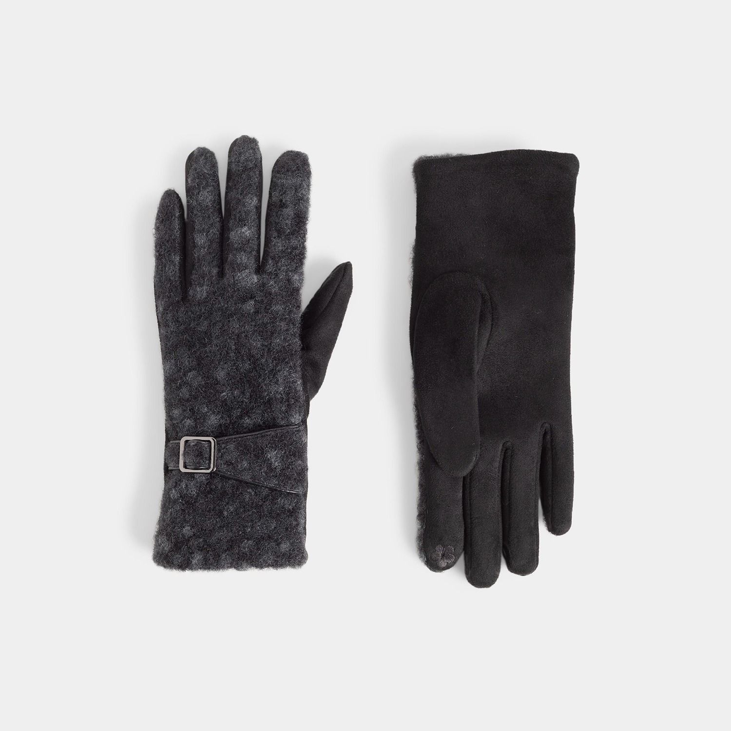 Sherpa Belted Touchscreen Gloves, Color: Black