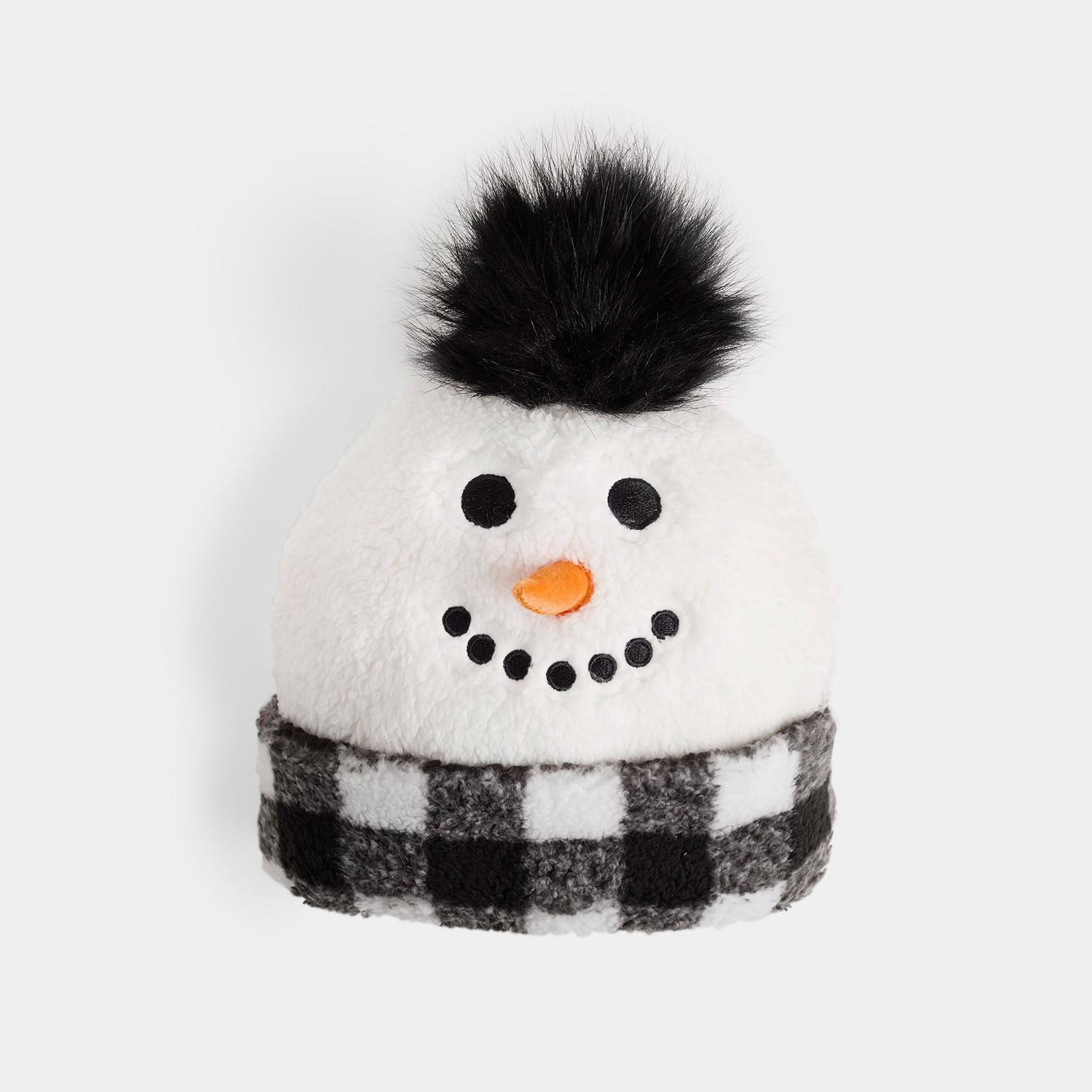 Buffalo Check Snowman Hat - Winter White