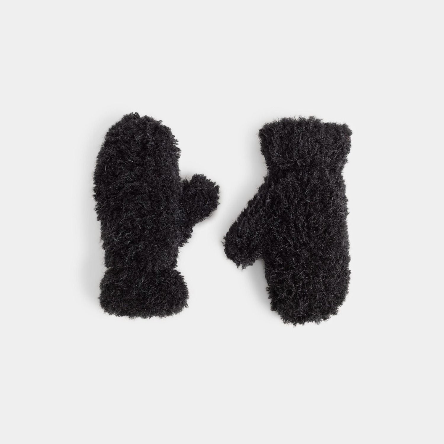Scruffy Sherpa Mitten, Color: Black