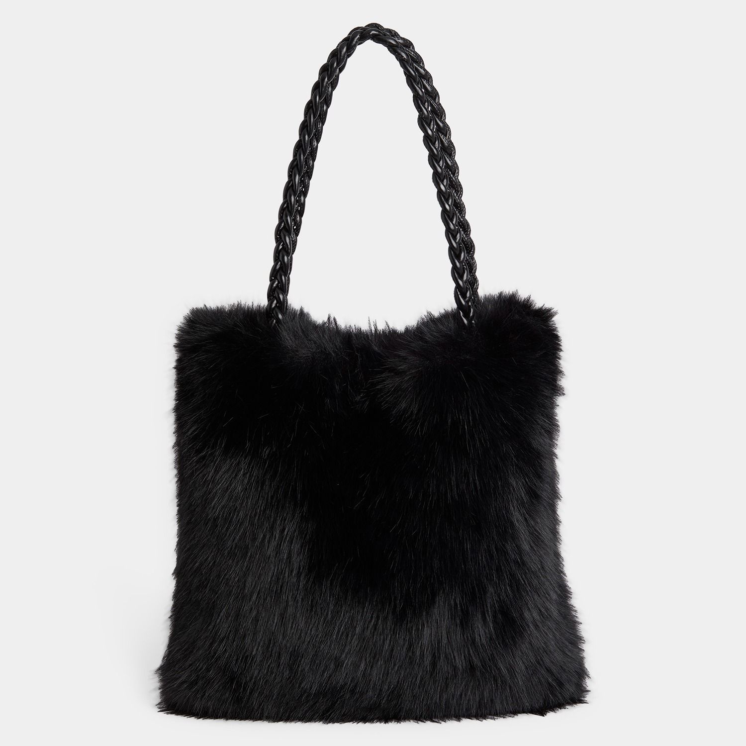 Veda Faux Fur Tote, Color: Black