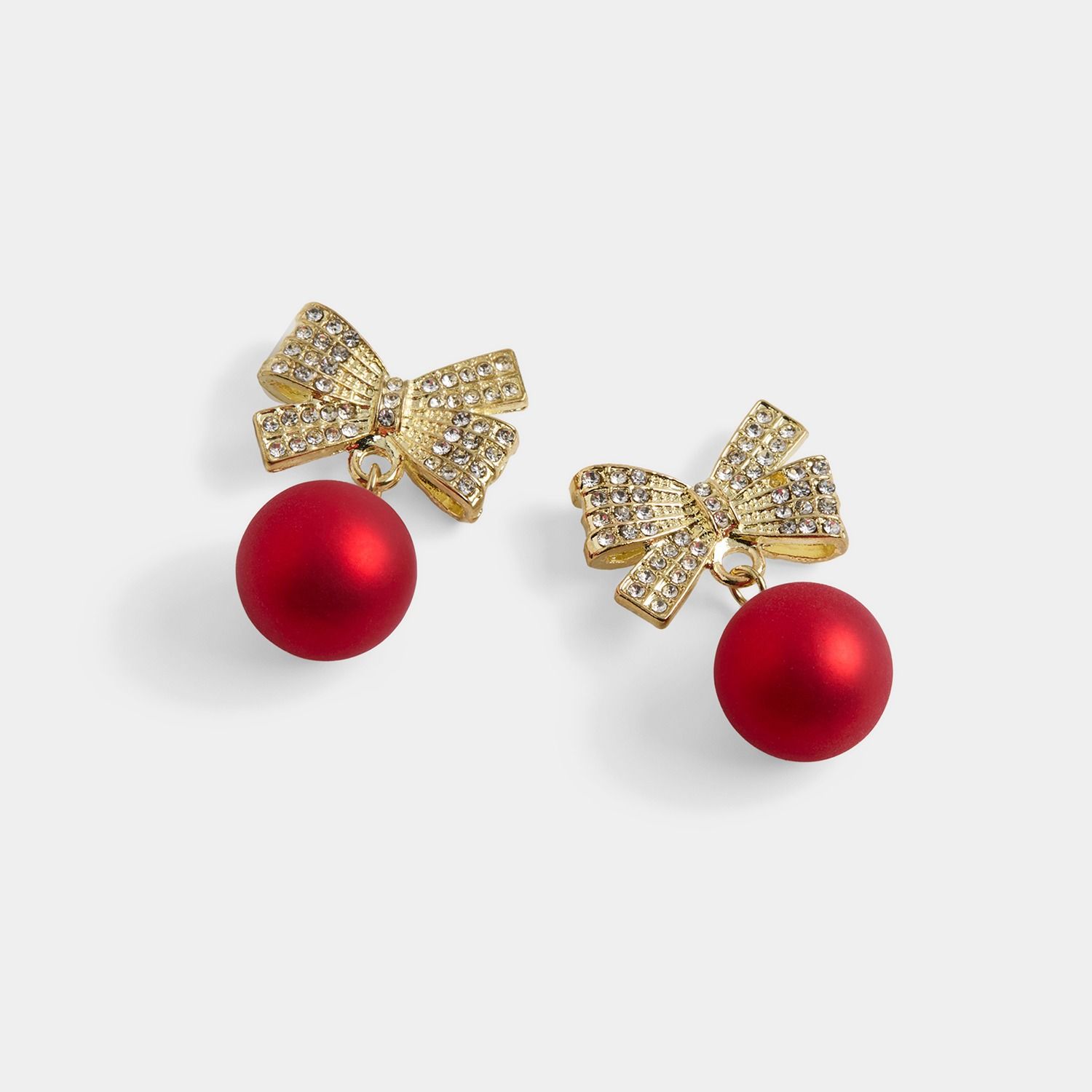 Whispers - Classy Bow Ornament Dangle - Red