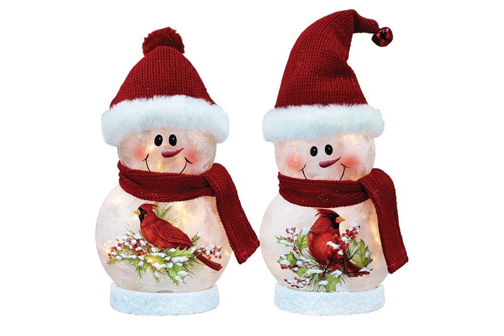 Pre-Lit Snowman w/ Hat &amp; Scarf - 5.5" X 5" X 9.5" - Winter Woodland - 2 Styles - Sold Individually