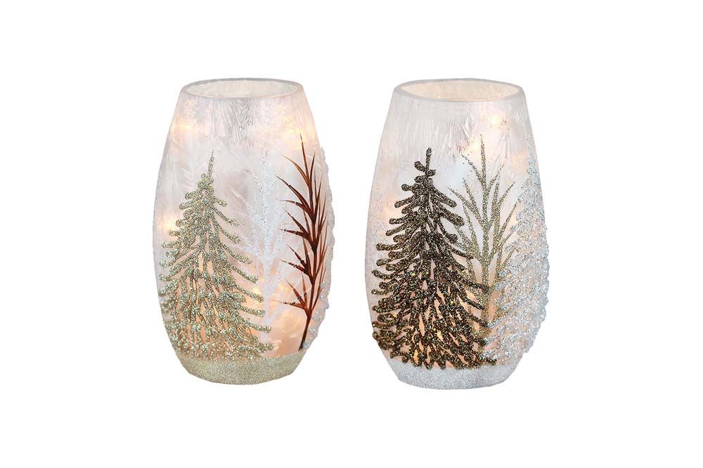Pre-Lit Small Vase - 3.25" X 5.25" - Winter Wonderland - 2 Styles - Sold Individually