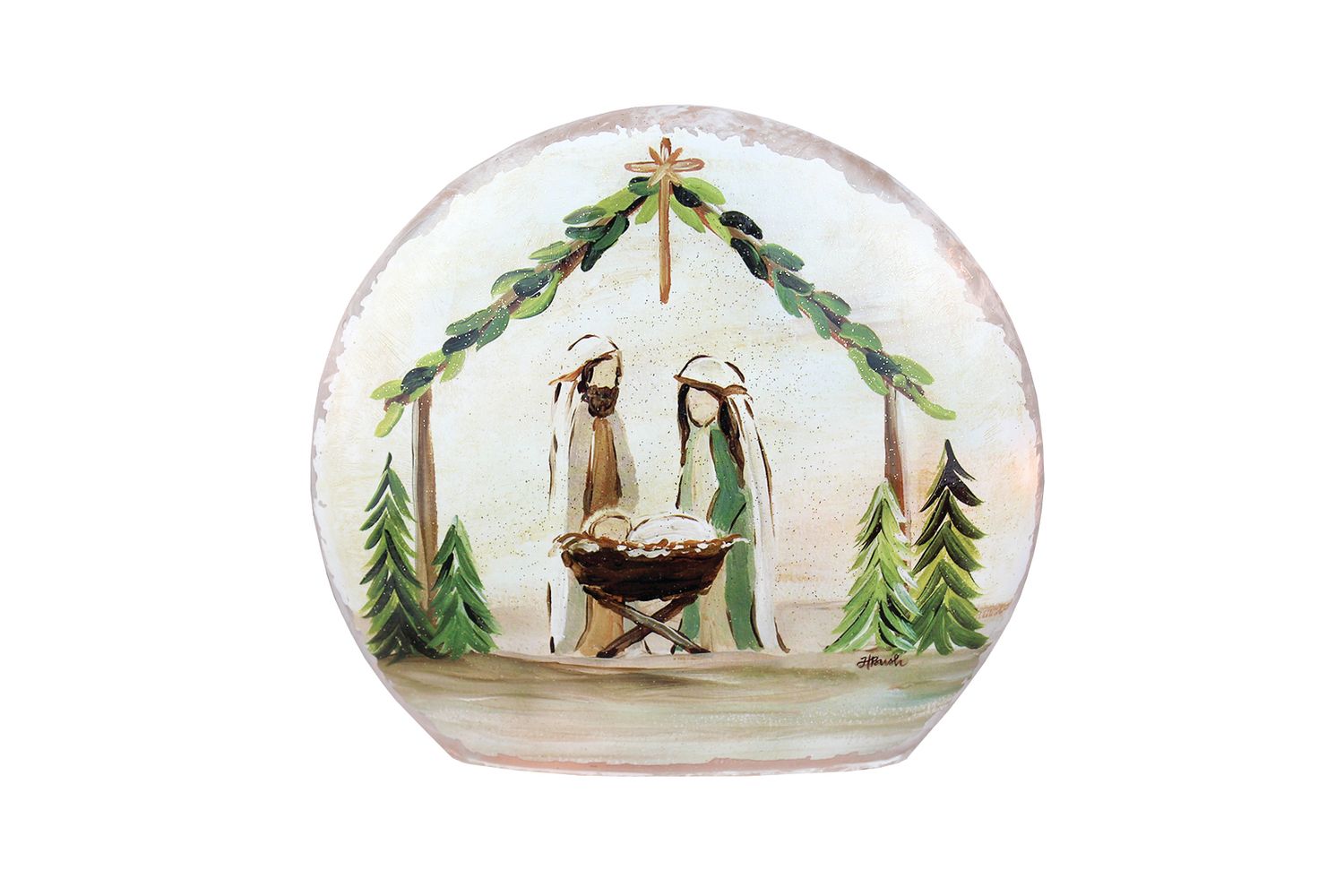 Small Pre-Lit Round Orb - 7" X 6.25" - Nativity