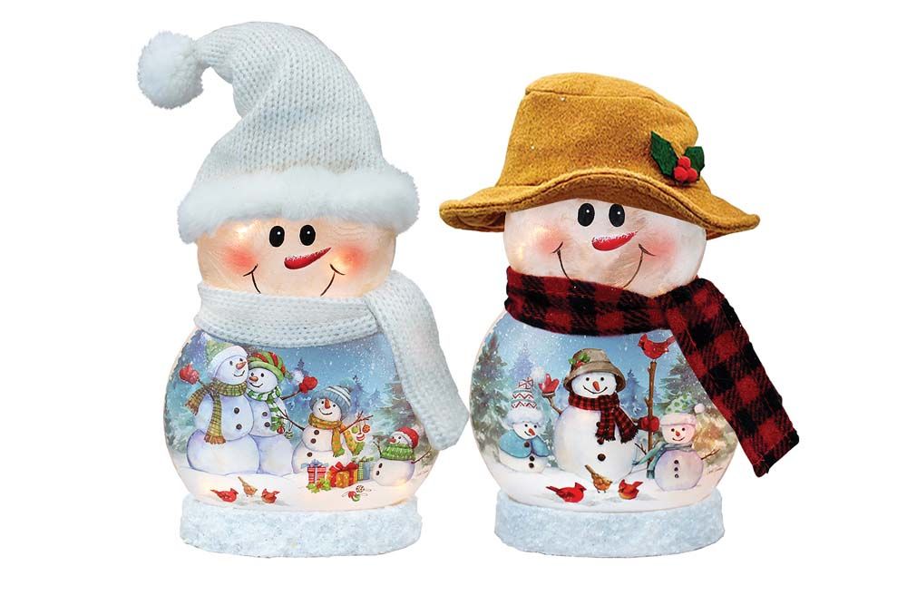 Pre-Lit Snowman w/ Hat &amp; Scarf - 5.5" X 5" X 9.5" - Snowman Family - 2 Styles - Sold Individually