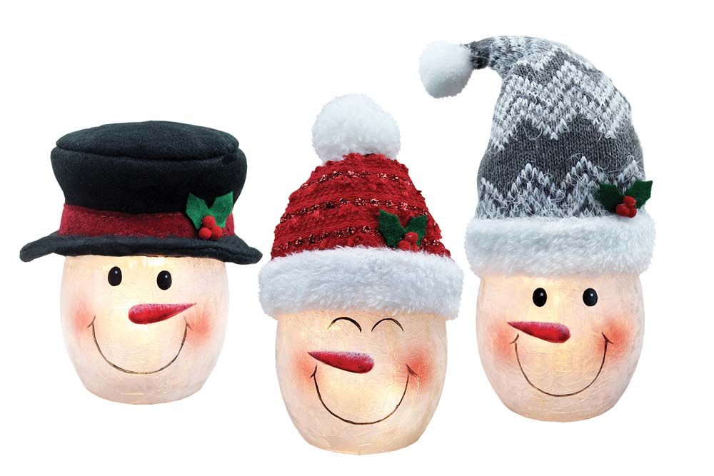 Pre-Lit Small Jar Snowman w/ Hat - 4.7" X 3.4" X 6" - Get Your Merry On - 3 Styles - Sold Individually