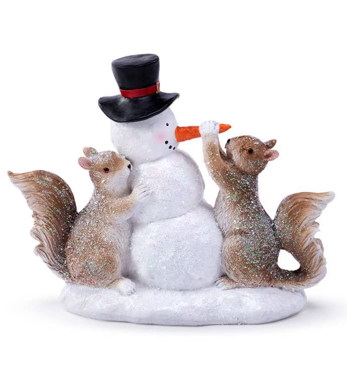 Snowman w/ Squirrels Figurine
