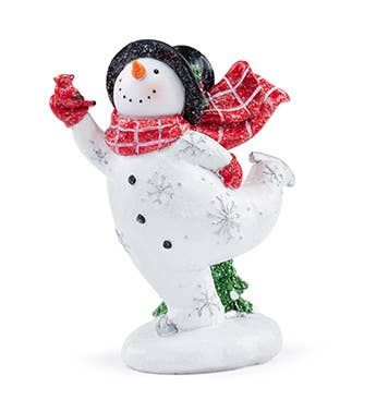 Ice Skating Snowman w/ Cardinal
