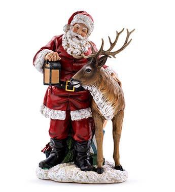 Santa w/ Lantern and Deer Figure