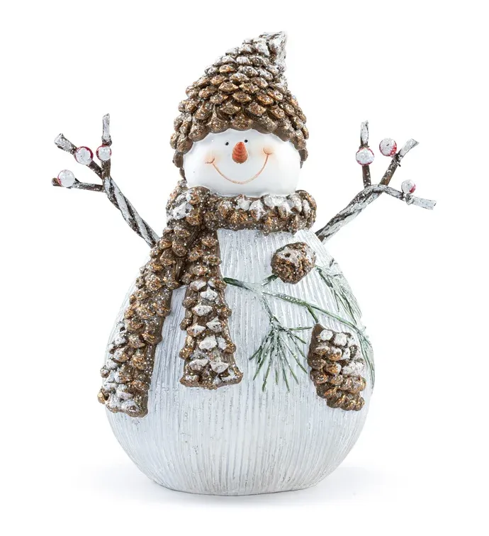 Twig Arm Pine Cone Snowman Figure