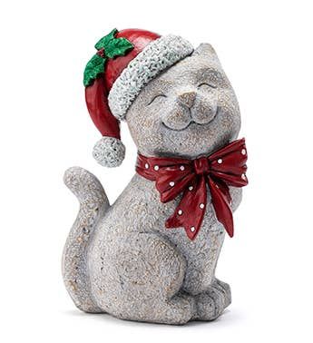 Christmas Cat w/ Bow Figure
