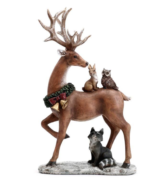 Standing Reindeer w/ Animals Figurine