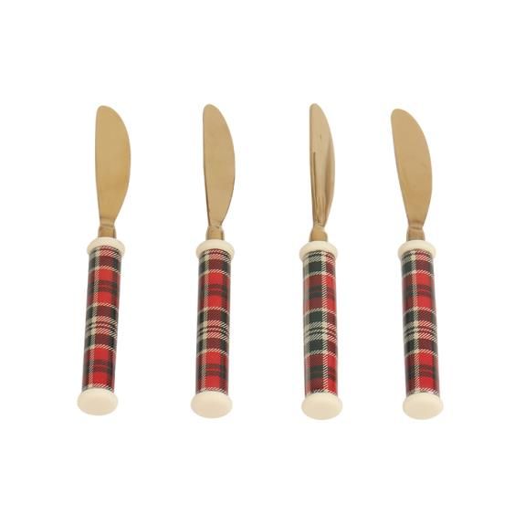 Plaid Enamel Spreaders - Set of 4