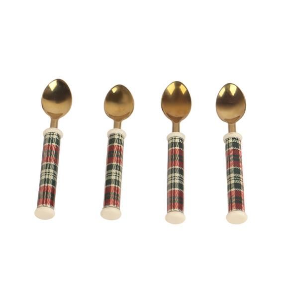 Plaid Enamel Spoons - Set of 4
