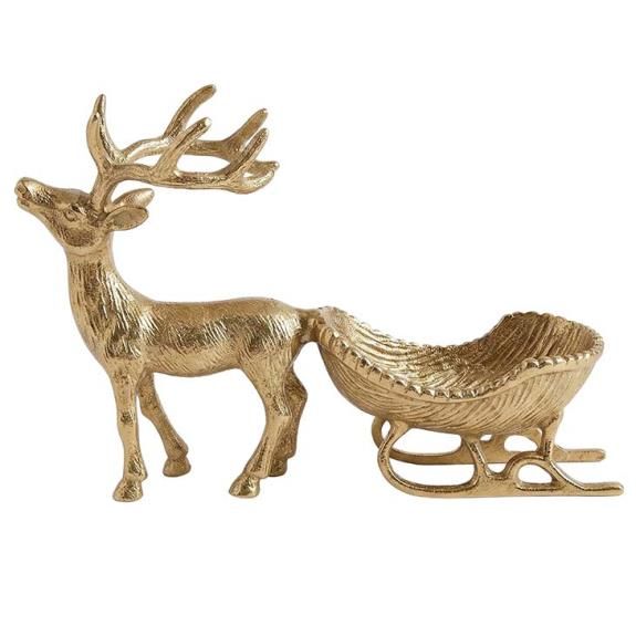 Reindeer Nut Bowl - 10.5"- Gold