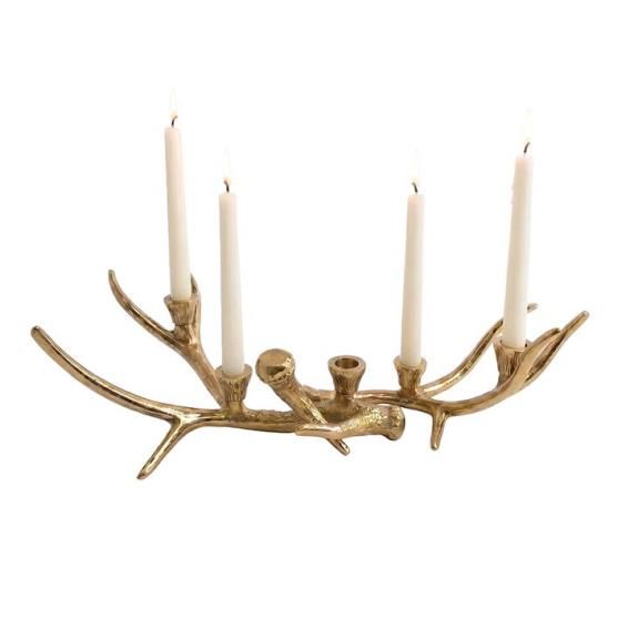 Antler Taper Holder - 14" X 11" - Gold