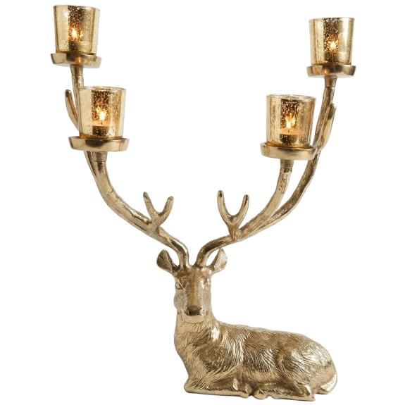 Reindeer Votive Holder - 16.5" X 7" X 22" - Gold