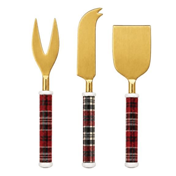 Plaid Enamel Cheese Tools - Set of 3