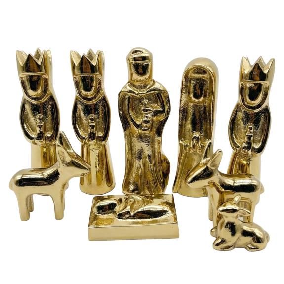 Aluminum Nativity - 10.5" - Gold - Set of 9
